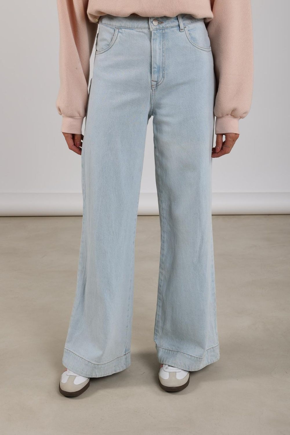 Nukus Abby Pants Denim Strass, Bleached Denim