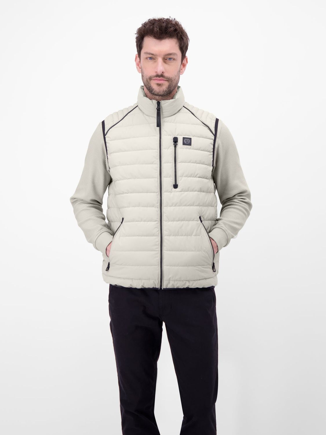 Lerros Gewatteerd vest met voering, pearl grey
