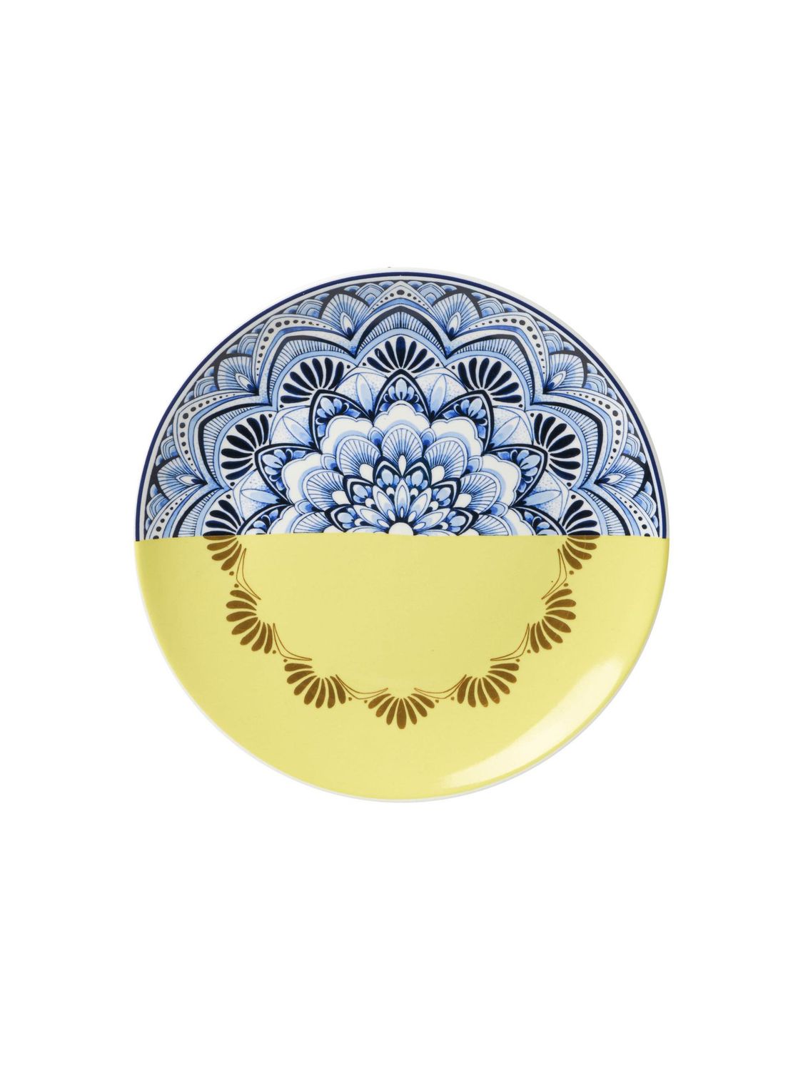 Heinen Wandbord Mandala - Geel - Keramiek - 20 cm, delfts blauw