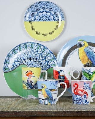 Heinen Wandbord Mandala - Geel - Keramiek - 20 cm, delfts blauw