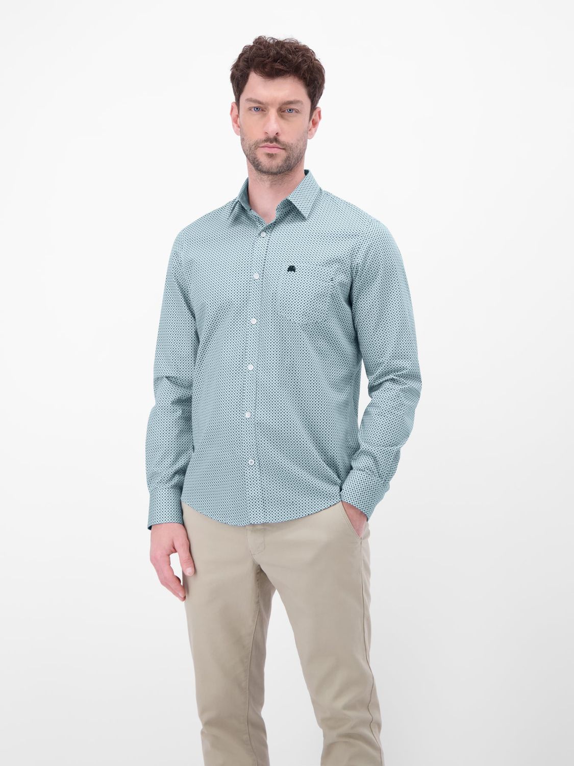 Lerros Overhemd met lange mouwen en ruitjesmotief, ice blue Lerros Overhemd met lange mouwen en ruitjesmotief, ice blue