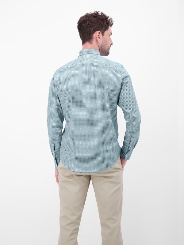 Lerros Overhemd met lange mouwen en ruitjesmotief, ice blue