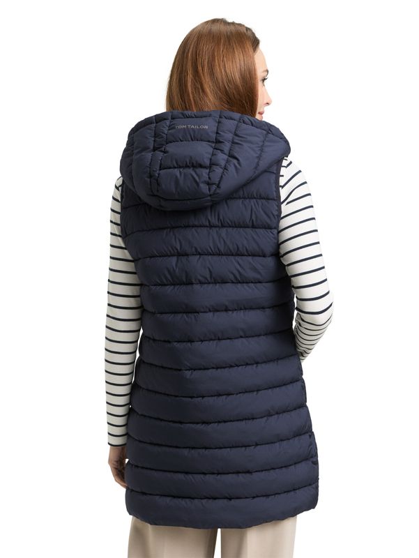 Tom Tailor lang gewatteerd vest met capuchon, Sky Captain Blue