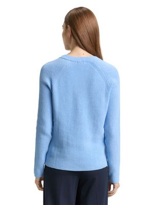 Tom Tailor Gebreide trui met V-hals, light fjord blue