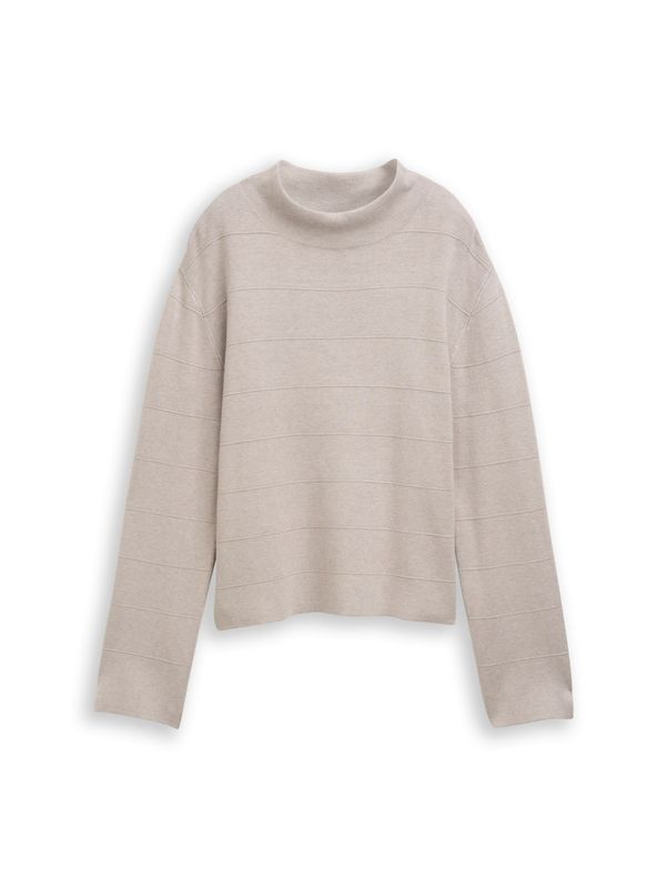 Tom Tailor Gebreide trui met opstaande kraag, dark clouds grey melange