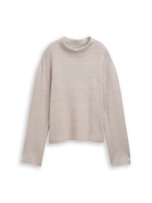 Tom Tailor Gebreide trui met opstaande kraag, dark clouds grey melange Tom Tailor Gebreide trui met opstaande kraag, dark clouds grey melange