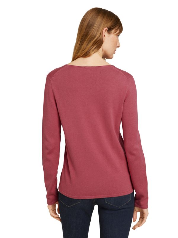 Tom Tailor gebreide trui met V-hals, cozy pink