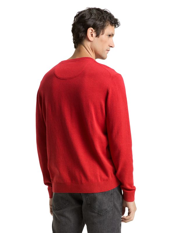 Tom Tailor Basic gebreide trui van katoen, Salsa Red Non-Solid