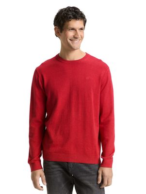 Tom Tailor Basic gebreide trui van katoen, Salsa Red Non-Solid Tom Tailor Basic gebreide trui van katoen, Salsa Red Non-Solid