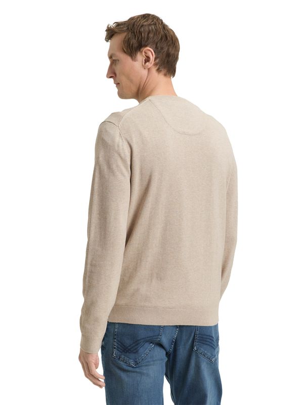 Tom Tailor Basic gebreide trui van katoen, cashew beige melange