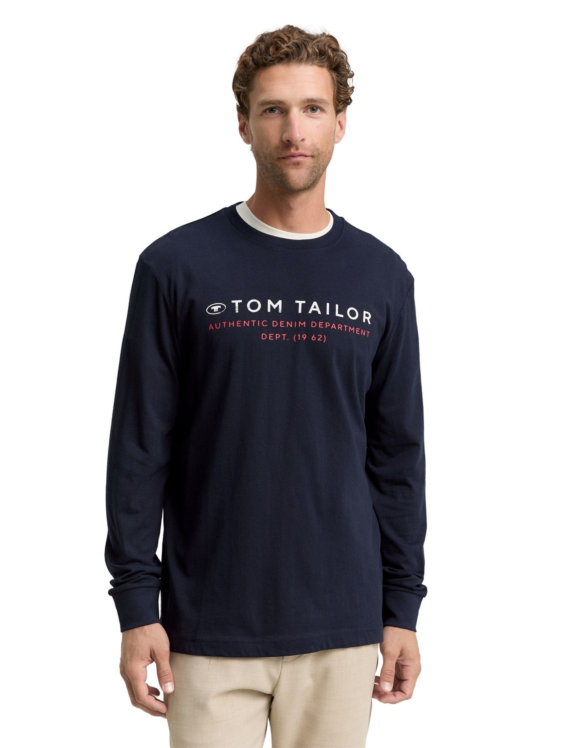Tom Tailor Longsleeve met logo print, Sky Captain Blue