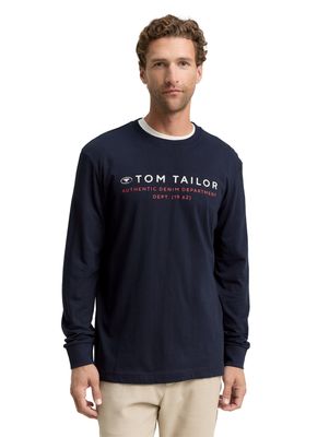 Tom Tailor Longsleeve met logo print, Sky Captain Blue Tom Tailor Longsleeve met logo print, Sky Captain Blue