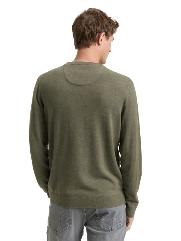 Tom Tailor Basic gebreide trui van katoen, tea leaf melange