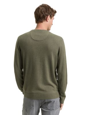 Tom Tailor Basic gebreide trui van katoen, tea leaf melange