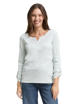 Shirt met lange mouwen en oprolfunctie, offwhite mint small stripe Shirt met lange mouwen en oprolfunctie, offwhite mint small stripe