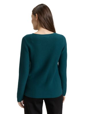 Tom Tailor Gebreide trui met ronde hals, Deep Meadow Green