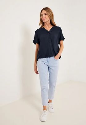 Cecil Blouse met elastisch zoom, deep blue Cecil Blouse met elastisch zoom, deep blue