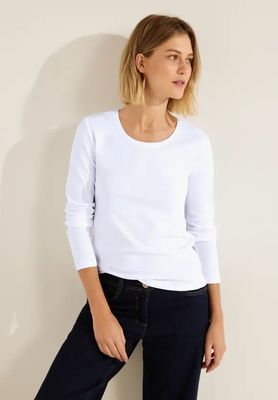 Cecil Basic shirt met lange mouwen, White Cecil Basic shirt met lange mouwen, White