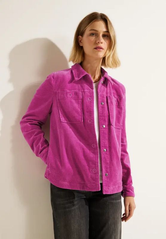Cecil Curduroy jas met shirtkraag, cool pink