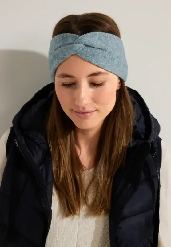 Cecil Hoofdband met knoopdetail, adriatic blue melange