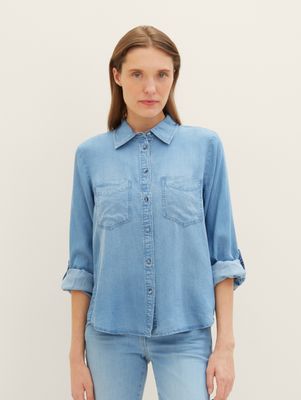 Tom Tailor blouse de Clean blouse denim, Mid Stone Blue Denim Tom Tailor blouse de Clean blouse denim, Mid Stone Blue Denim