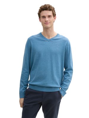 Tom Tailor basic v-neck, ocean blue melange Tom Tailor basic v-neck, ocean blue melange