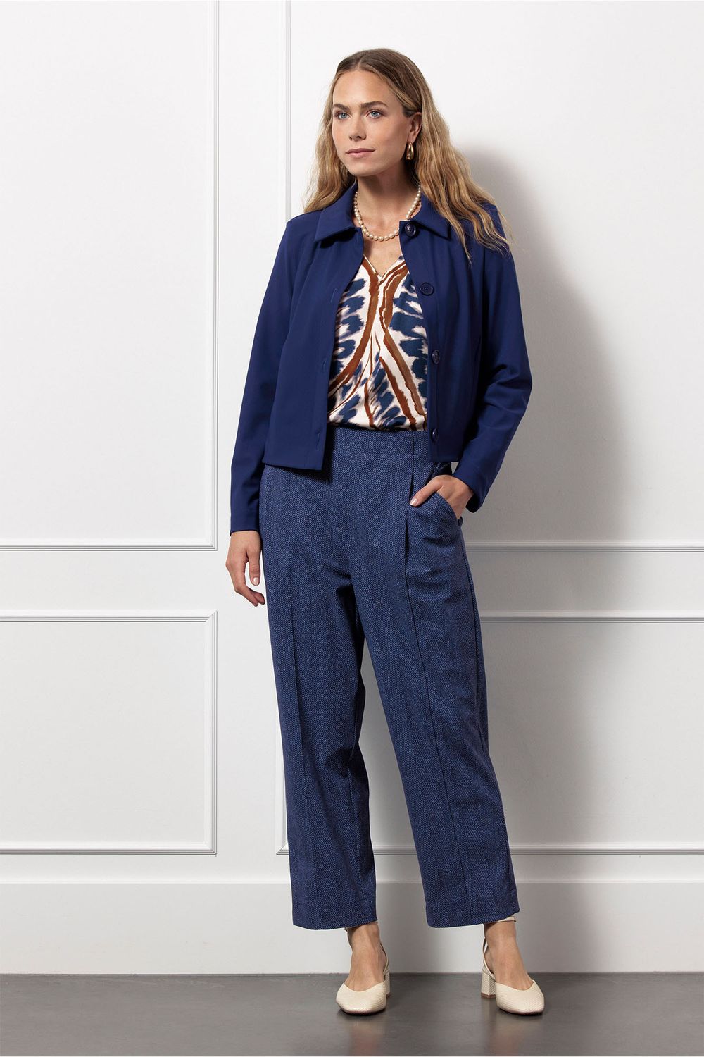Studio Anneloes Otis herringbone trousers, ink blue Studio Anneloes Otis herringbone trousers, ink blue