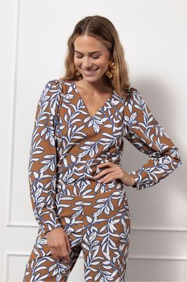 Studio Anneloes Les leaves top, caramel/ink blue