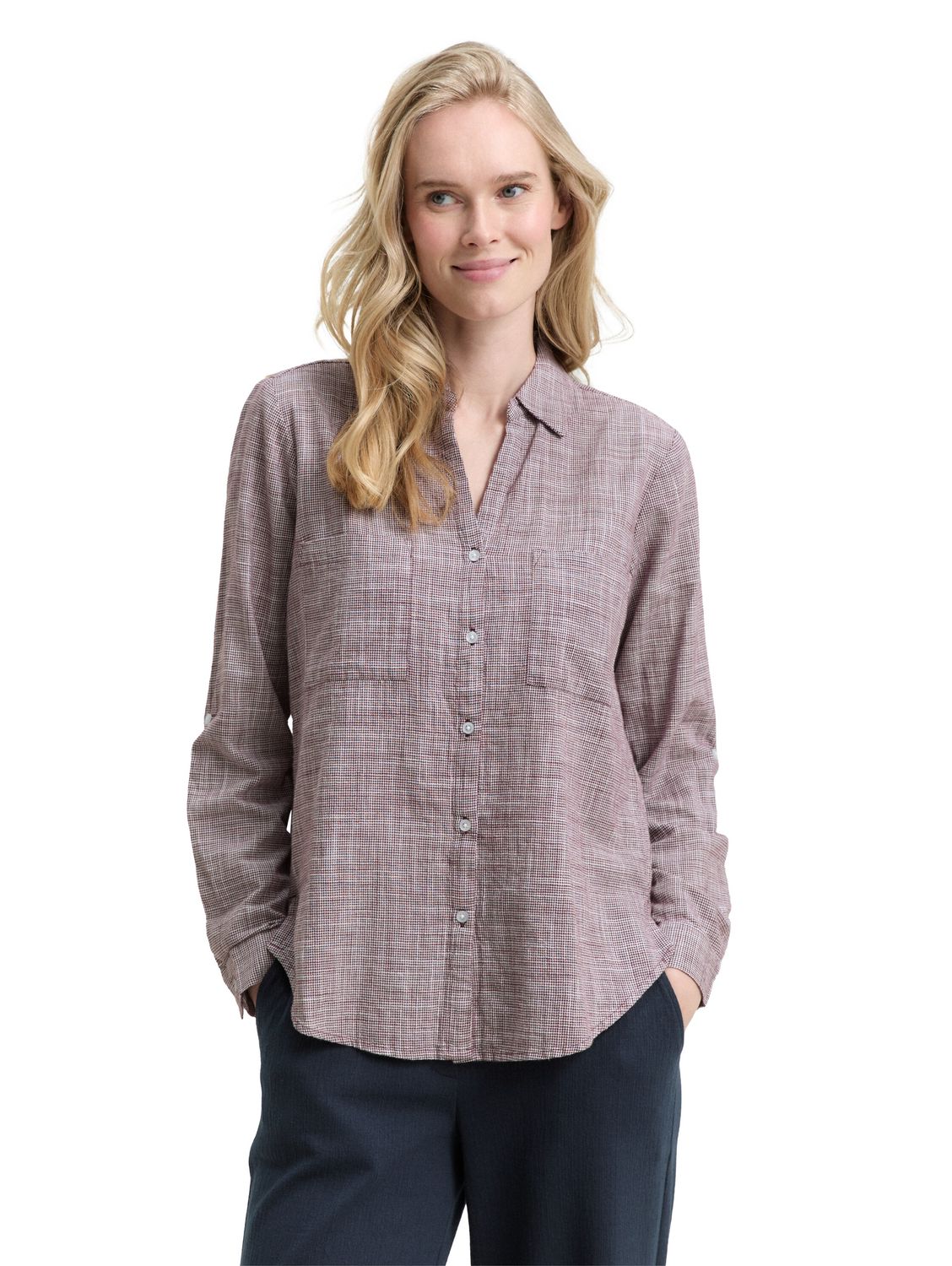 Tom Tailor blouse met borstzakken, bordeaux red Tom Tailor blouse met borstzakken, bordeaux red