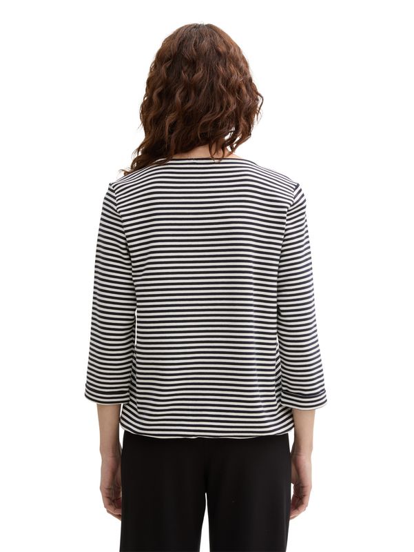 Tom Tailor Shirt met lange mouwen en knoopdetails, offwhite navy regular stripe