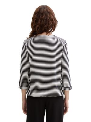 Tom Tailor Shirt met lange mouwen en knoopdetails, offwhite navy regular stripe
