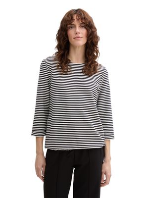 Tom Tailor Shirt met lange mouwen en knoopdetails, offwhite navy regular stripe