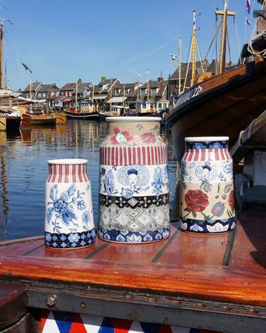 Heinen Melkbus vaas The Heritage Collection - Zeven Rozen - Keramiek - 25,5 cm delfts blauw