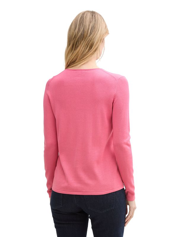 Tom Tailor Gebreide Trui met V-hals, Bright Rose