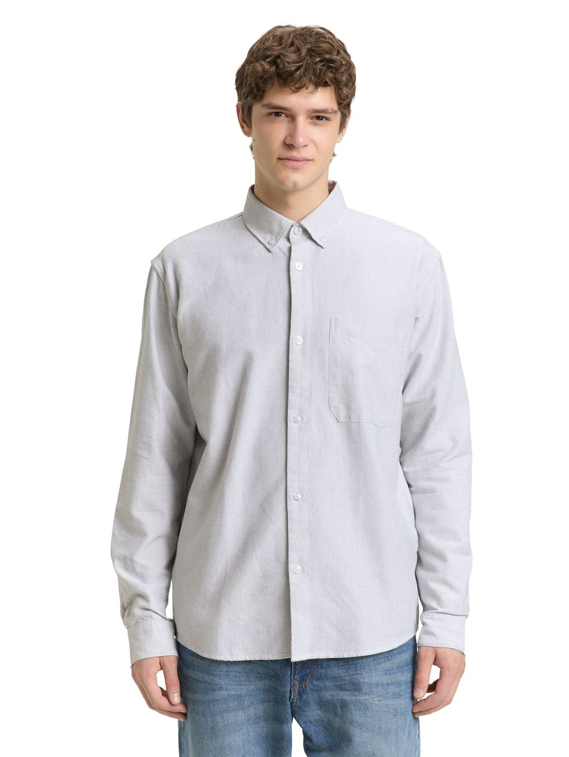 Tom Tailor Relaxed fit overhemd van katoen, white small stripe Tom Tailor Relaxed fit overhemd van katoen, white small stripe