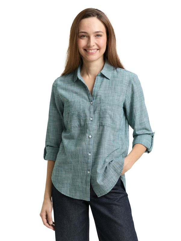 Tom Tailor blouse met borstzakken, Deep Meadow Green