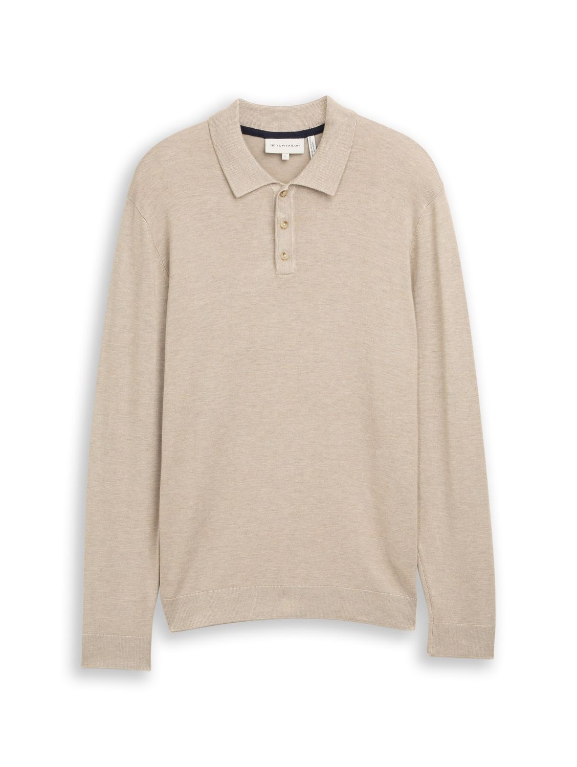 Tom Tailor Polo van zachte gebreide stof, cashew beige melange