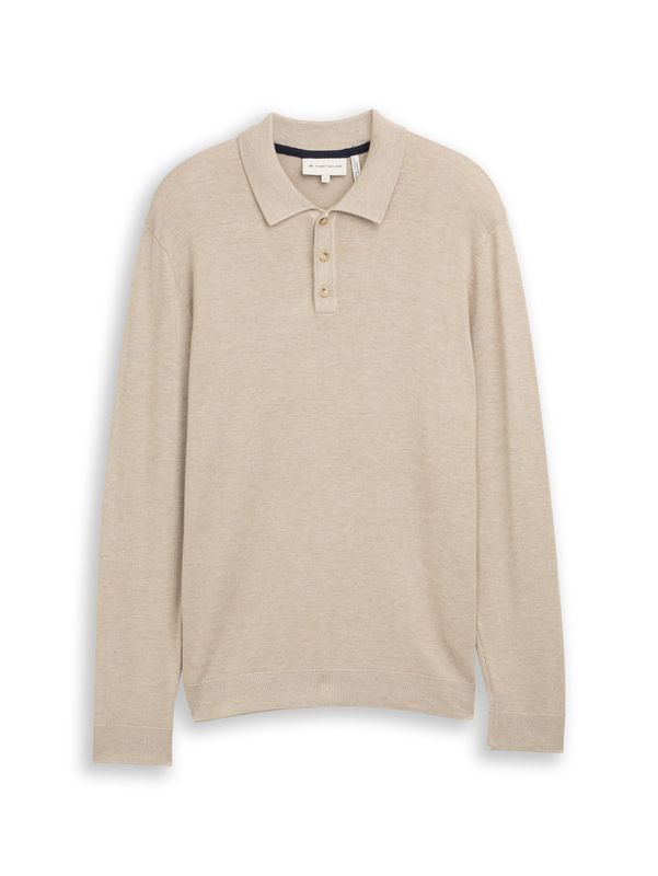 Tom Tailor Polo van zachte gebreide stof, cashew beige melange