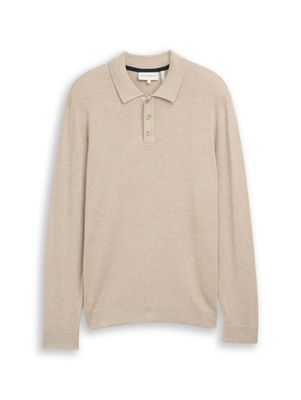 Tom Tailor Polo van zachte gebreide stof, cashew beige melange Tom Tailor Polo van zachte gebreide stof, cashew beige melange