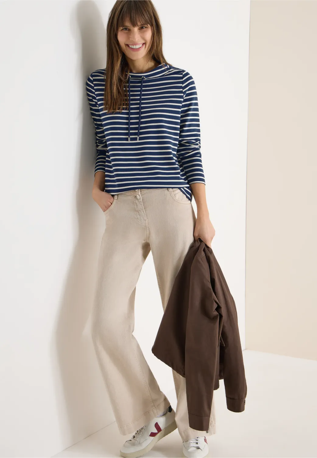 Cecil TOS Striped Funnel Neck, sporty denim blue Cecil TOS Striped Funnel Neck, sporty denim blue
