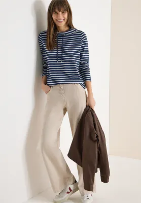 Cecil TOS Striped Funnel Neck, sporty denim blue Cecil TOS Striped Funnel Neck, sporty denim blue