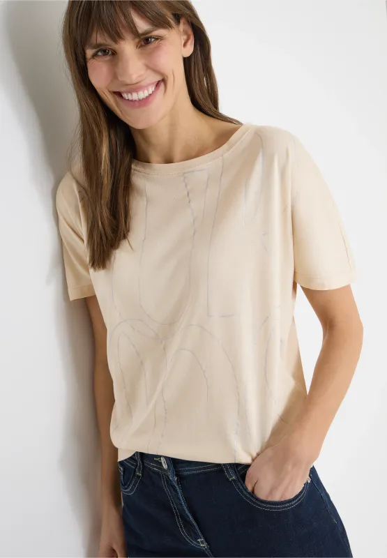 Cecil Shirt met foliedruk, pearl beige