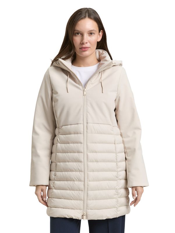 Tom Tailor Softshell hybride gewatteerde jas met capuchon, sand stone beige