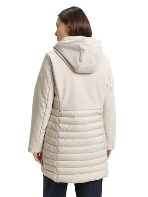 Tom Tailor Softshell hybride gewatteerde jas met capuchon, sand stone beige