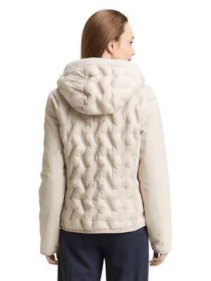Tom Tailor Hybride gewatteerde jas met capuchon, sand stone beige