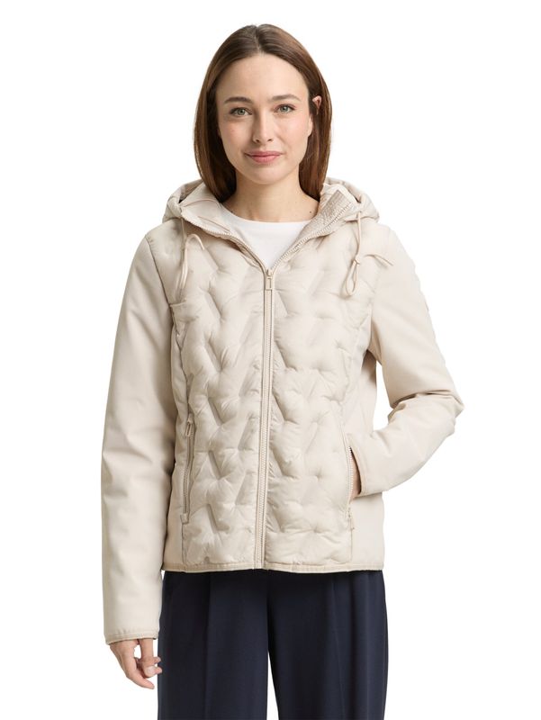 Tom Tailor Hybride gewatteerde jas met capuchon, sand stone beige
