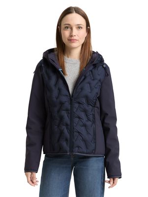 Tom Tailor Hybride gewatteerde jas met capuchon, Sky Captain Blue Tom Tailor Hybride gewatteerde jas met capuchon, Sky Captain Blue