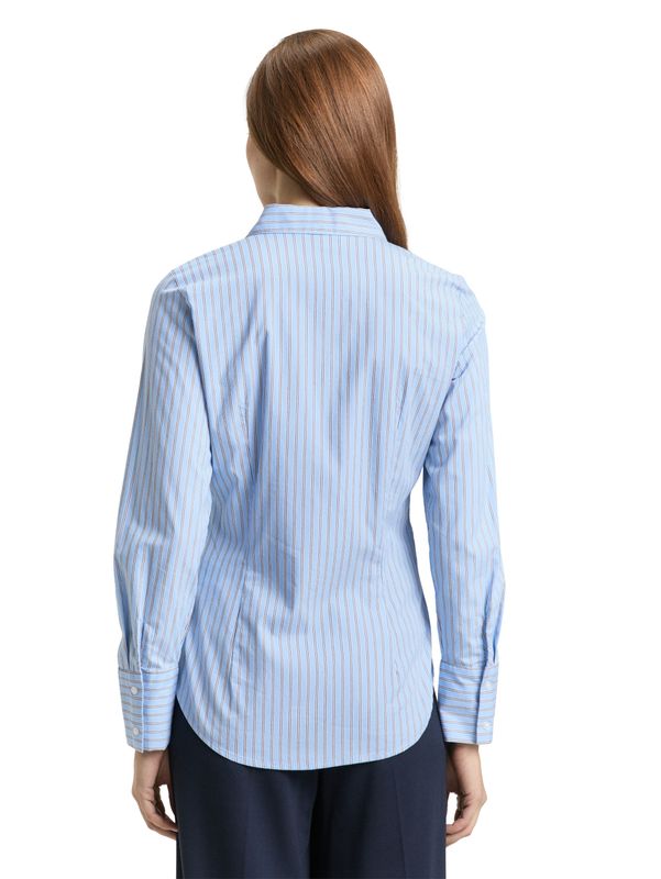 Tom Tailor Getailleerde popeline overhemdblouse, blue white poplin stripe