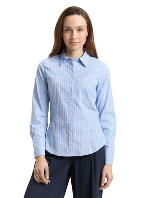 Tom Tailor Getailleerde popeline overhemdblouse, blue white poplin stripe Tom Tailor Getailleerde popeline overhemdblouse, blue white poplin stripe