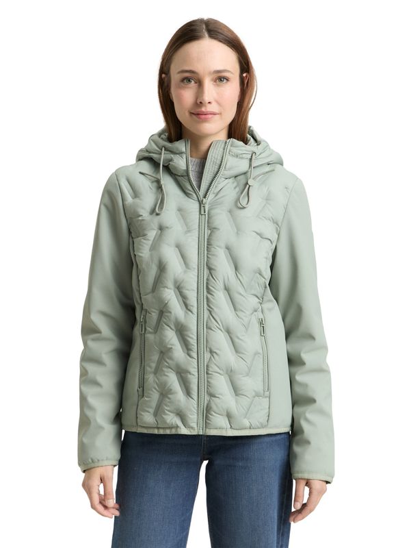 Tom Tailor Hybride gewatteerde jas met capuchon, gleam jade green